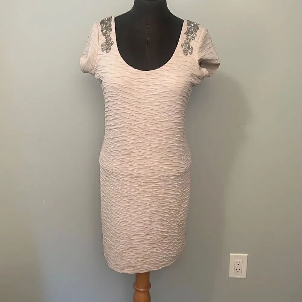 Free People Bringing Sexy Back Women's Cream Beaded Open Back Dress